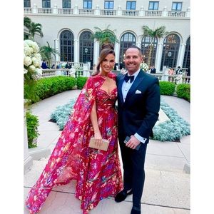 Marchesa evening gown with cape